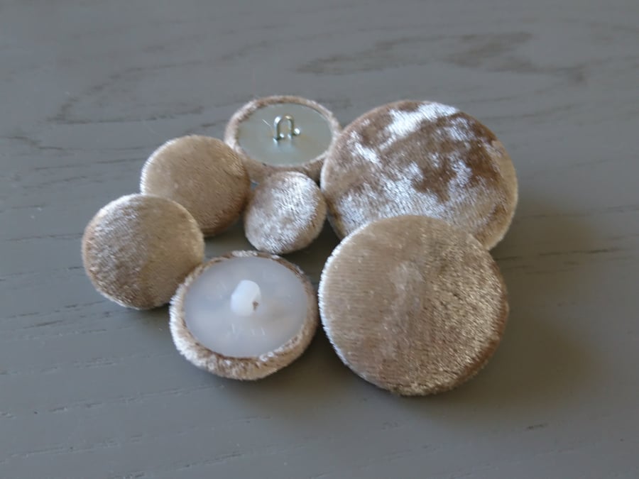 Choice of Button Size & Pack Size - Champagne Velvet Covered Buttons