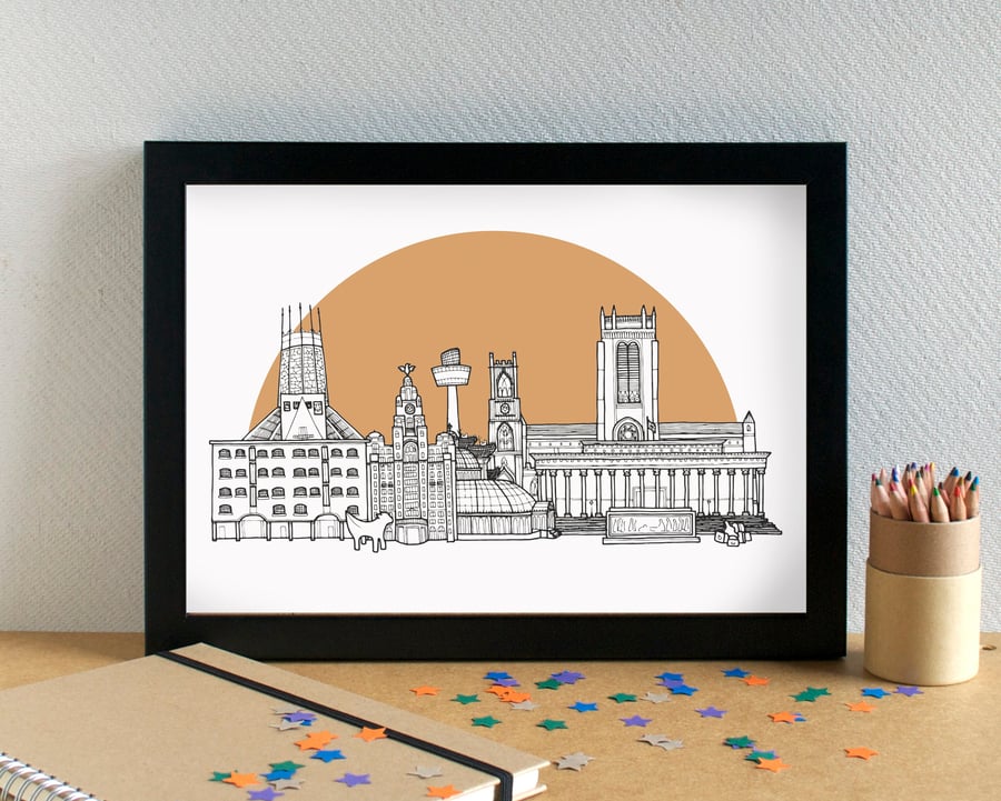 Liverpool Skyline Travel Art Print