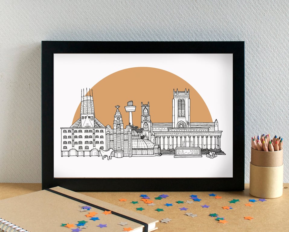 Liverpool Skyline Travel Art Print