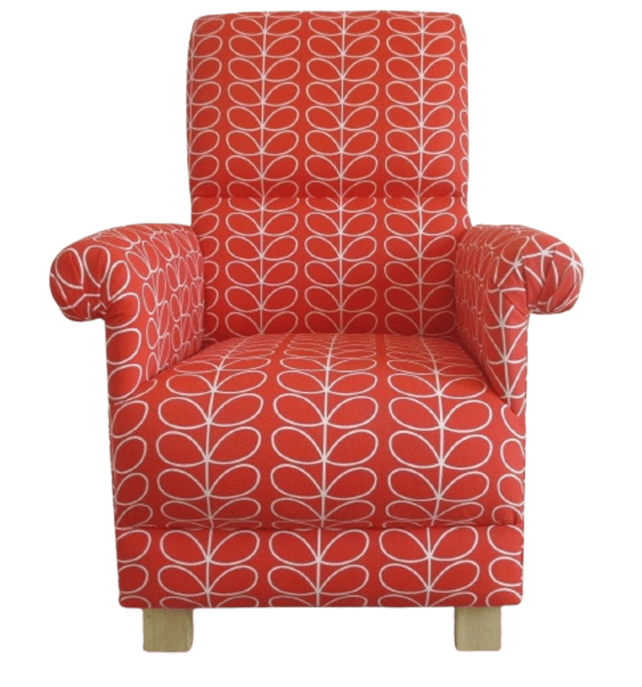 Orla Kiely Linear Stem Tomato Red Fabric Adult Chair Armchair Accent Statement