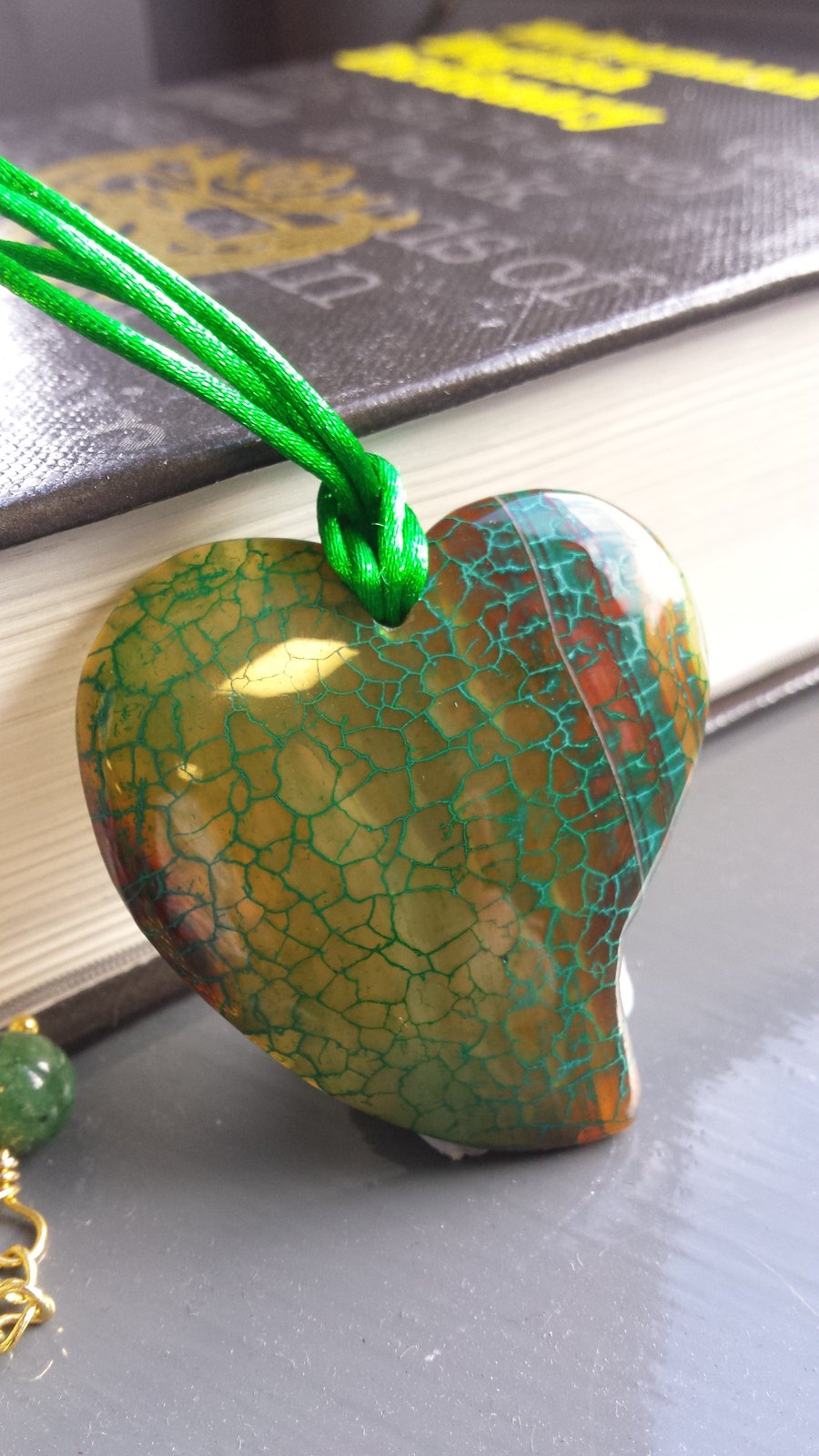 Green Valentine Boho Heart Necklace