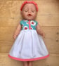 Vintage fabric toadstool dress for Baby Born, Tiny Tears and Our Generation Doll