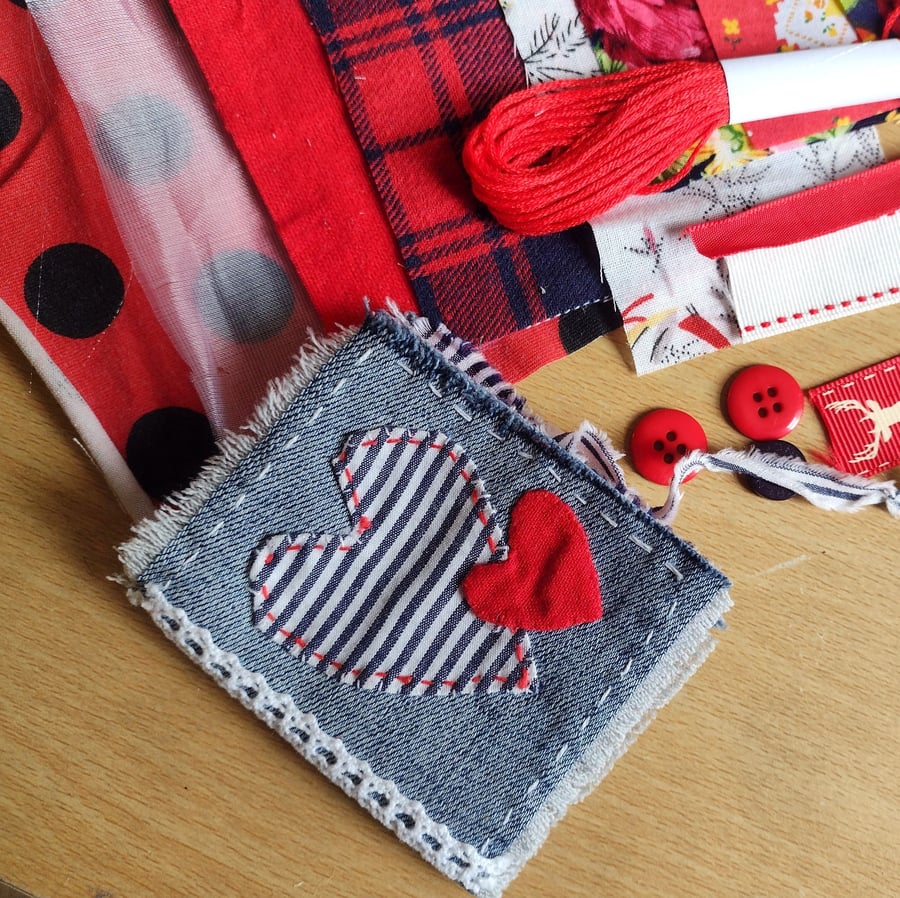 Denim Needle Book with optional Mini Fabric Scrap Pack - Needle Case 