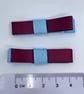 School Small Straight Wine and Light Blue Bow Clips (pair) - Image 2