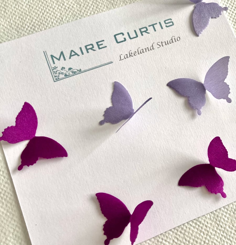 Mini Silk Satin Butterflies in Shades of Violet