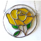 Rose Ring Suncatcher Stained Glass Yellow Handmade Gift Flower