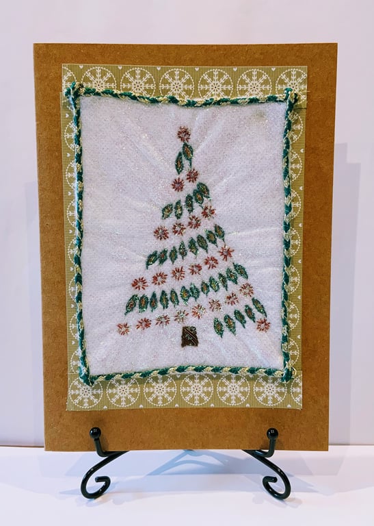 Hand Embroidered Christmas Tree - Christmas Card