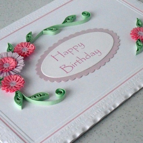 Quilled happy birthday card
