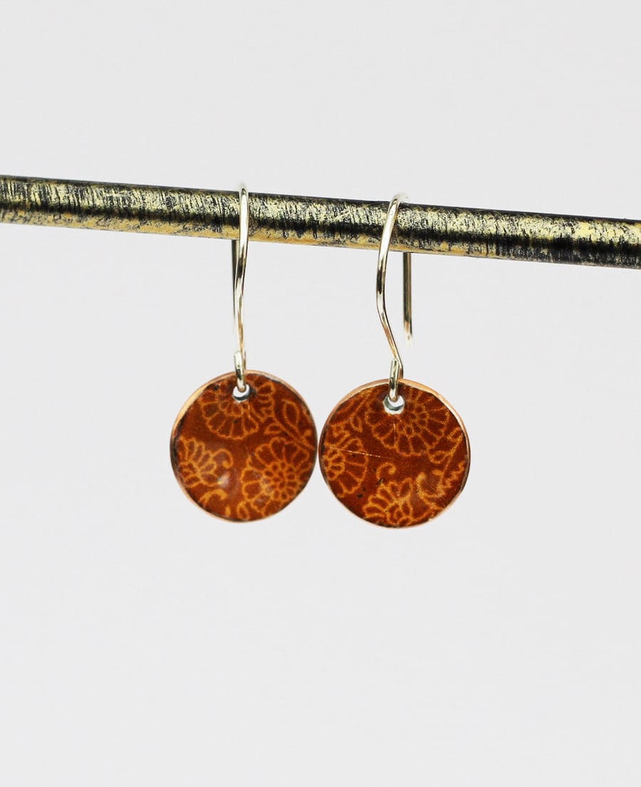 Terracotta patchwork earrings enamelled earrings