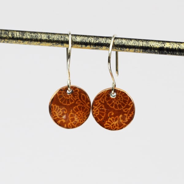 Terracotta patchwork earrings enamelled earrings
