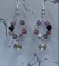 Wire teardrop earrings with plum tourmaline stones and wire spiral charms - Image 3