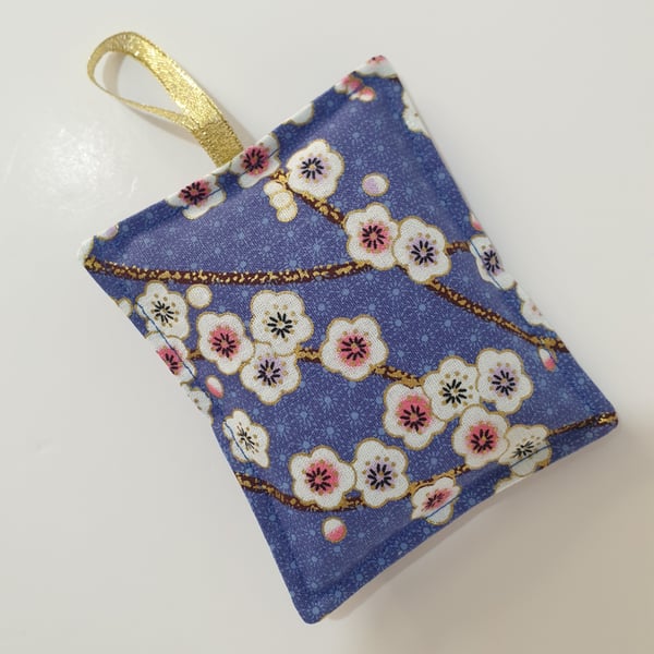 Blue with white florals rectangular shaped English Lavender Bag