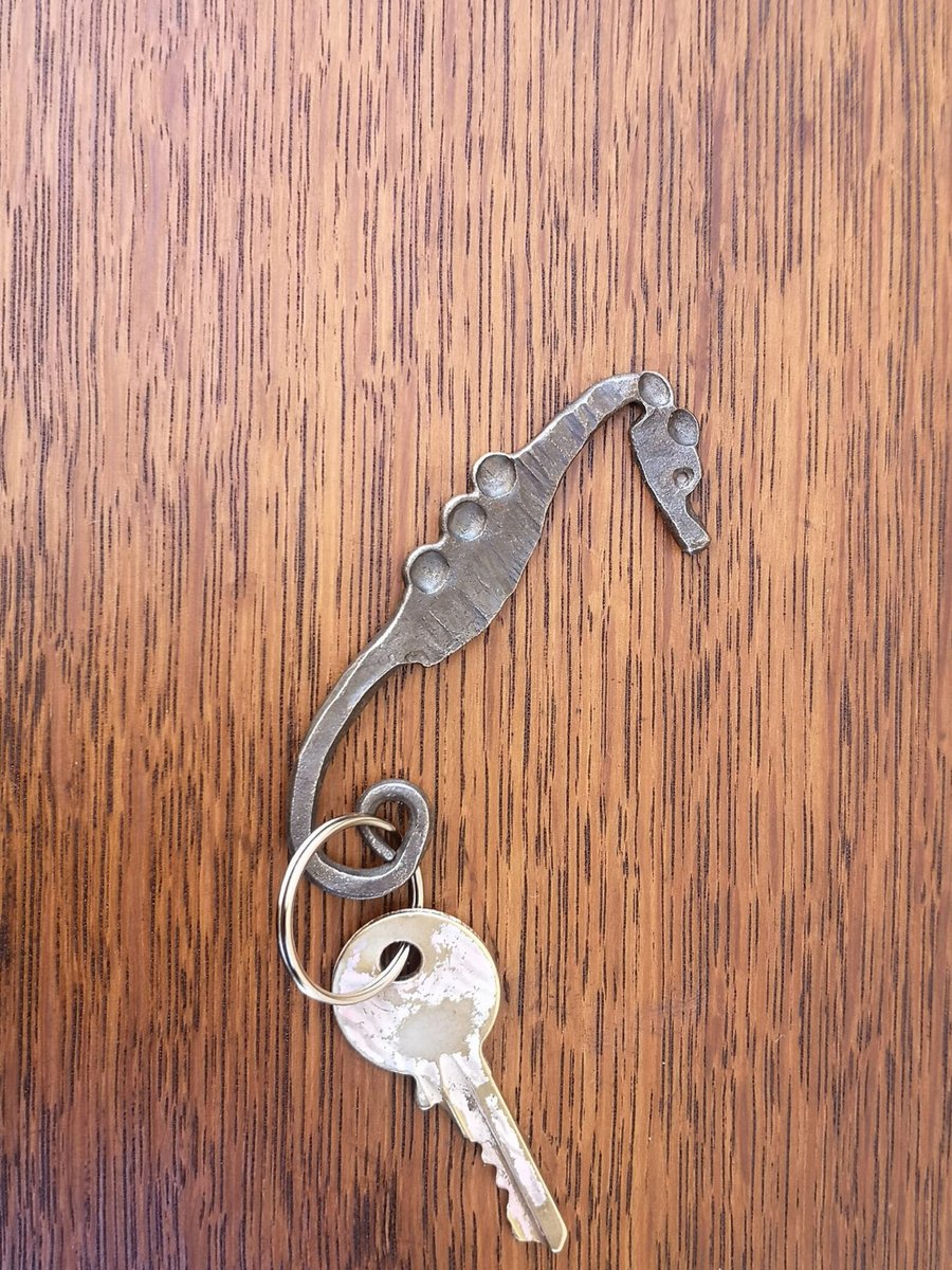 Blacksmith made seahorse style keyring