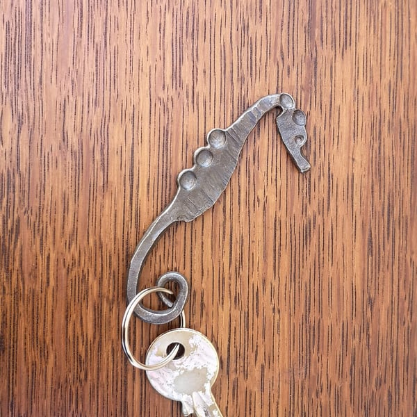 Blacksmith made seahorse style keyring