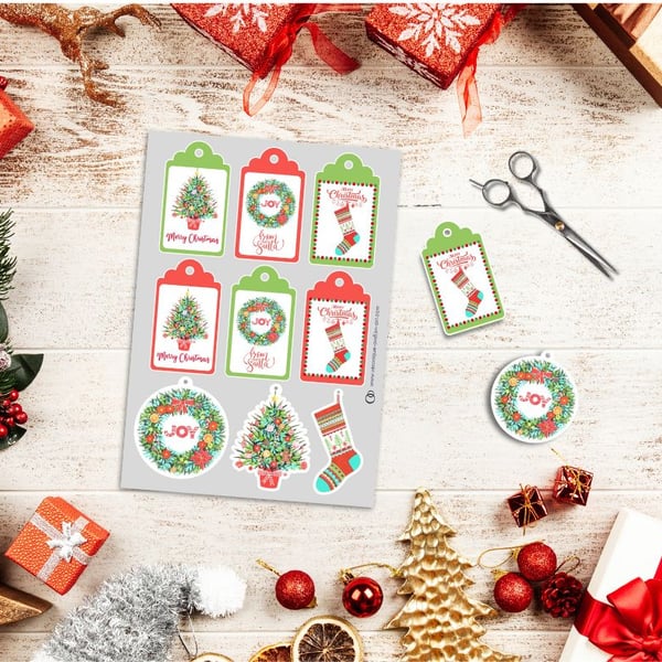 Merry Christmas From Santa Christmas Gift Tag Digital Printable PDF Sheet 