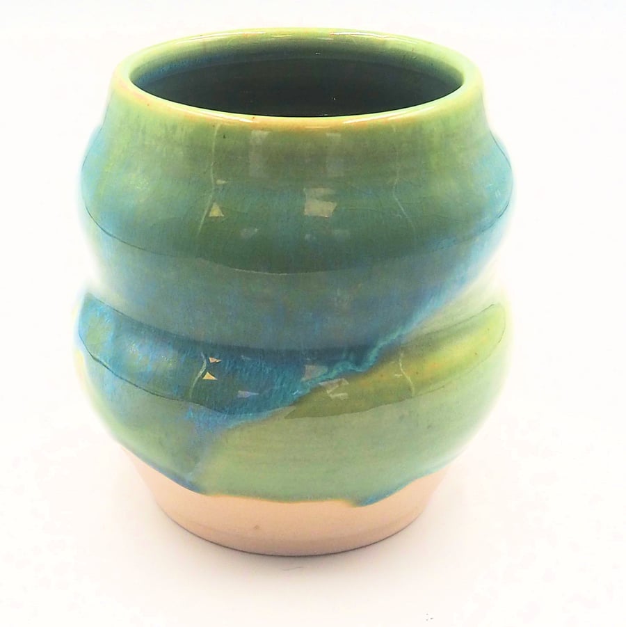 Ceramic green and blue vase