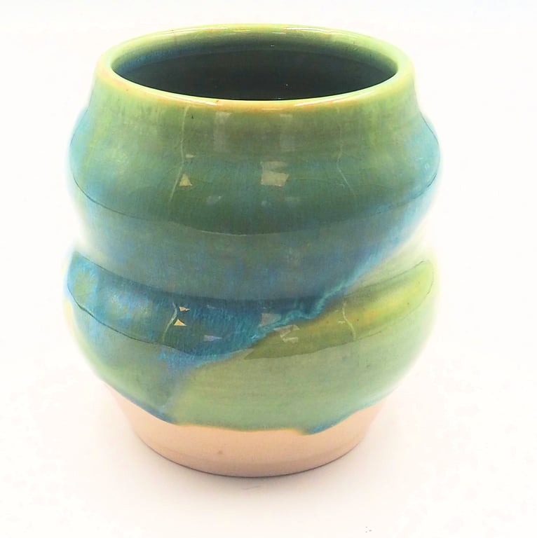 Ceramic green and blue vase
