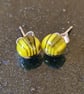 Fused glass yellow striped 'bee' stud earrings - Image 5