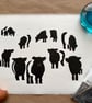 Belties: Hand-Burnished Lino Cut of Belted Galloway cattle