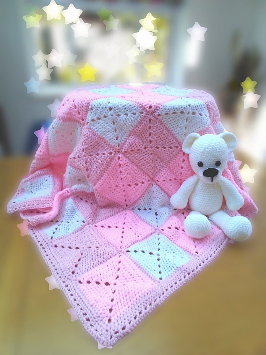Crocheted baby blanket - teddy sold separately