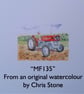 Blank greetings card A5 classic red tractor from original watercolour.  - Image 3