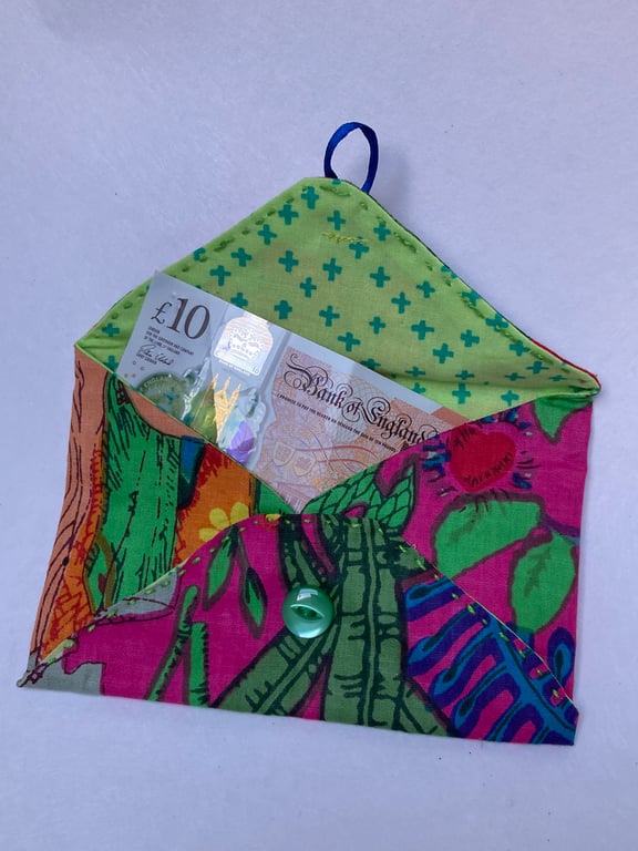 Gift envelope,  hand stitched. For small gifts or money. Bright colours.
