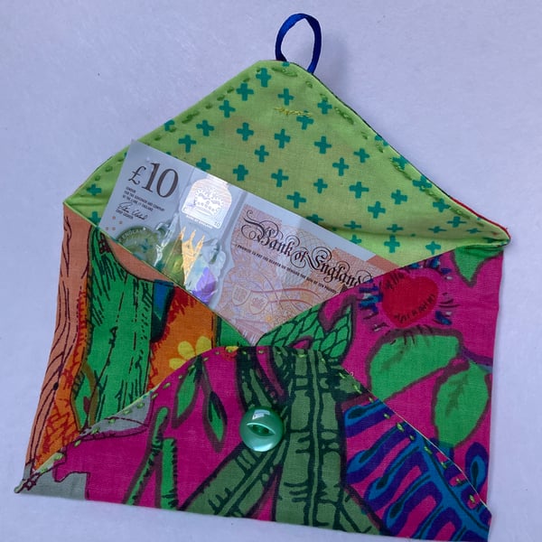 Gift envelope,  hand stitched. For small gifts or money. Bright colours.