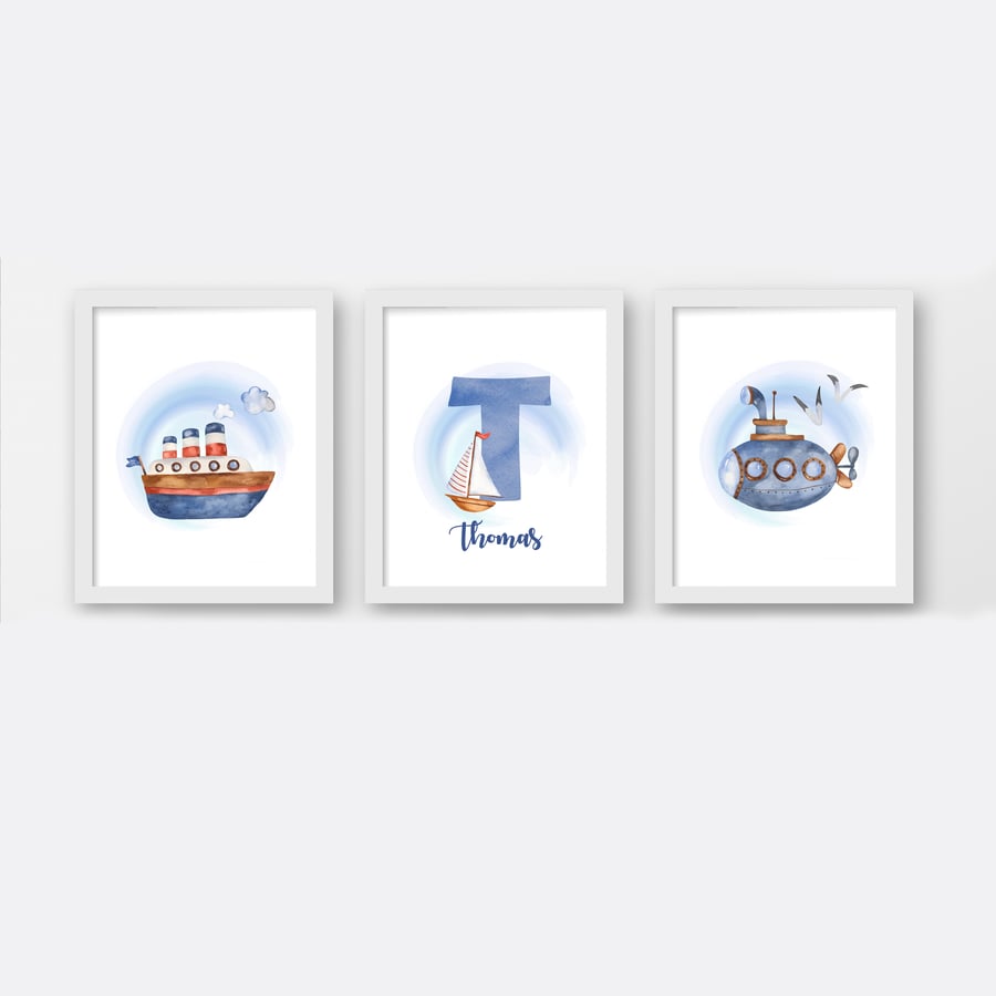 Nautical watercolour nursery prints, Nautical wall decor, Nautical wall prints