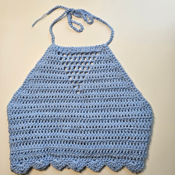 Boho festival crochet halter neck crop top