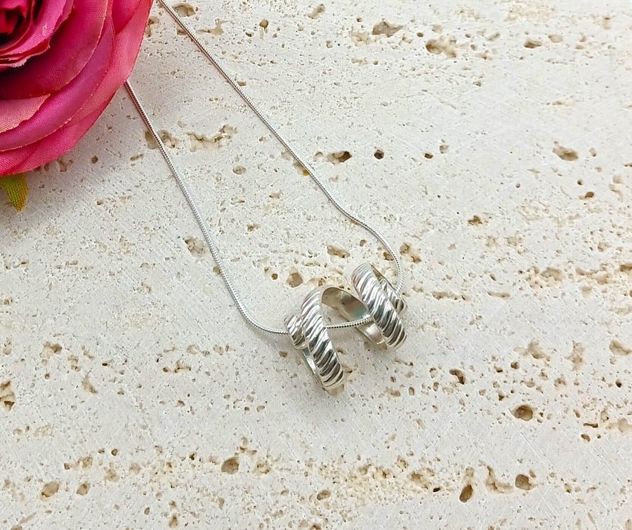 Sterling Silver Swirl Pendant, Textured Silver Jewellery, Fiddle Jewellery, Fidd