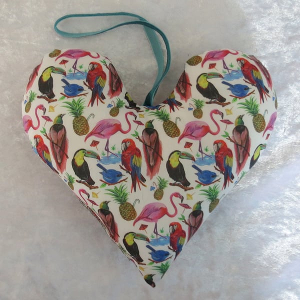 Fabric heart.  Birds of Paradise.  Liberty Lawn heart.
