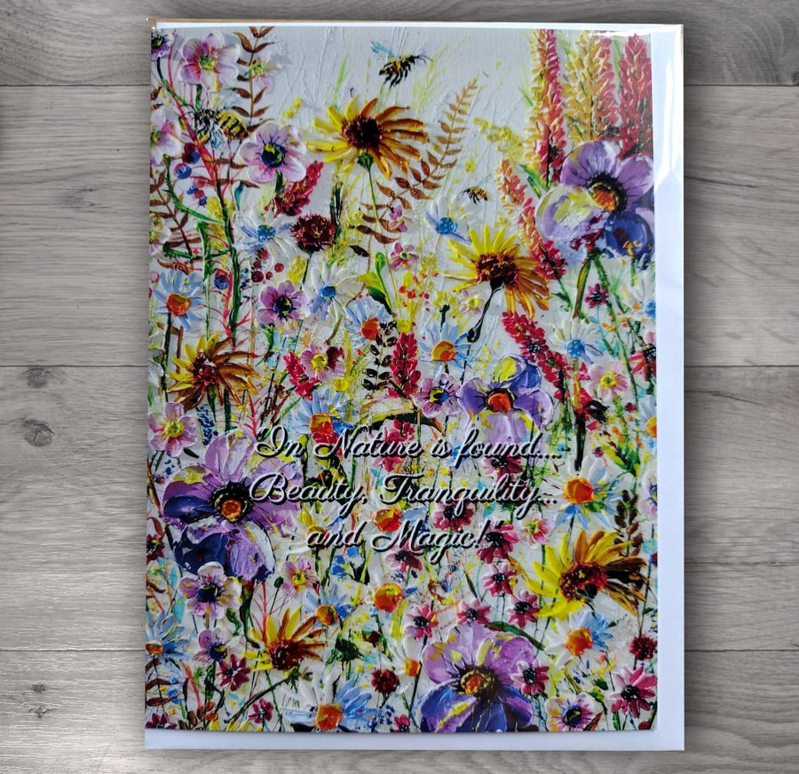 Inspirational uplifting, get well, thinking of you floral art card