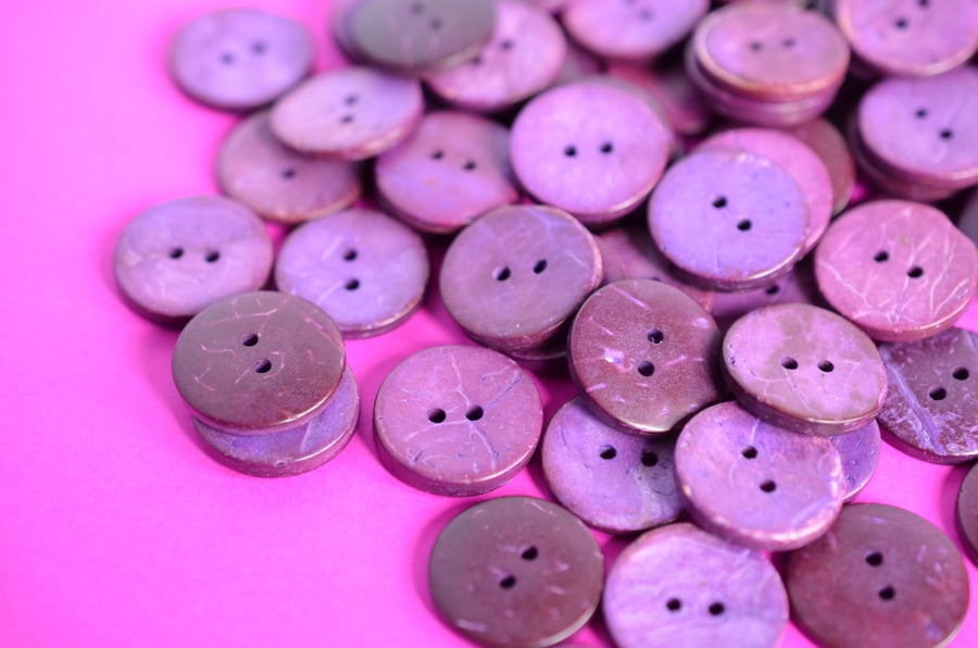 Bright and Bold Purple Coconut Shell Buttons 6pk 20mm