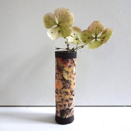 Tiny bud vase, ceramic pottery posy vase. Handmade original design. Peach pink.