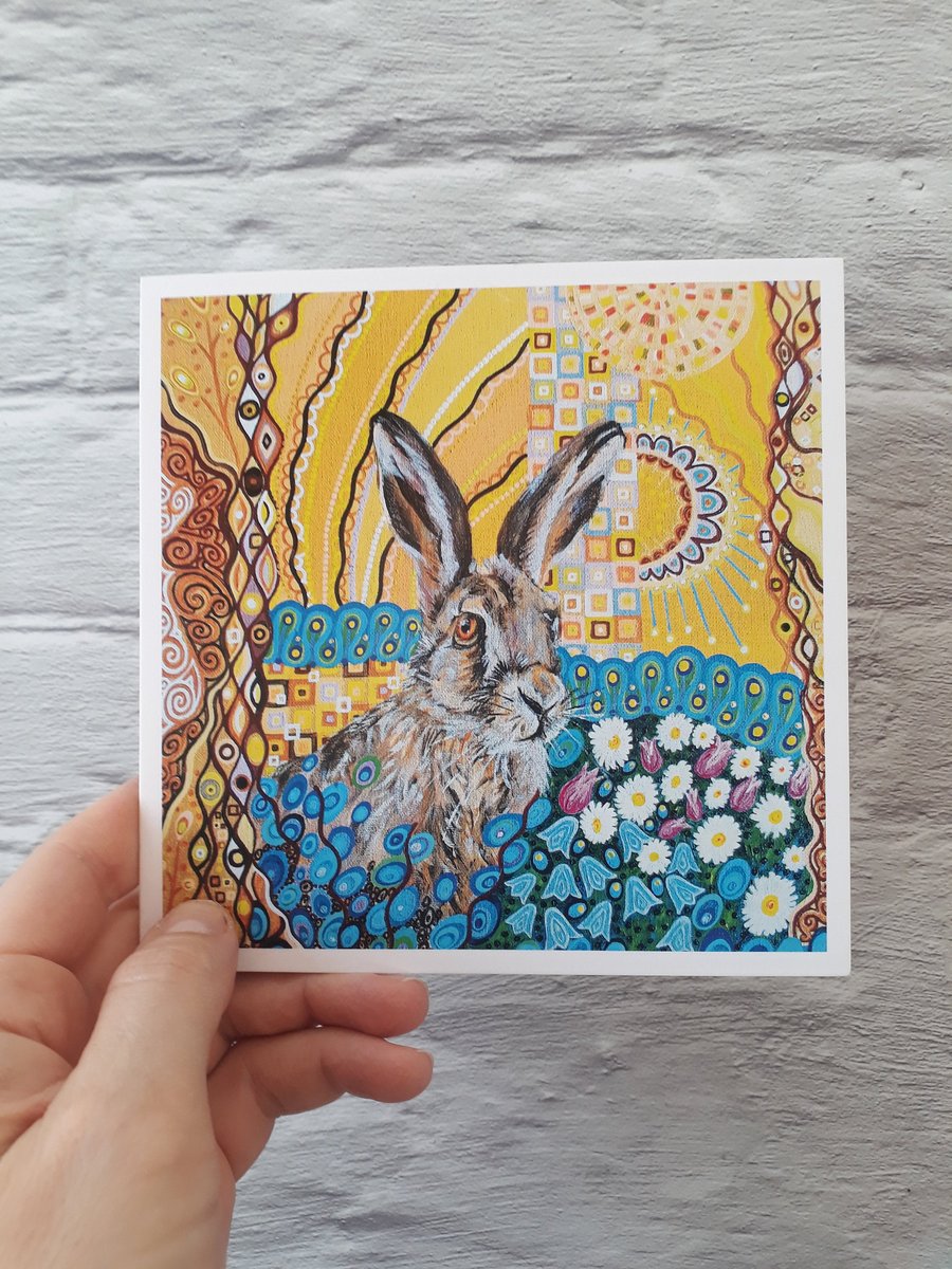 Art Nouveau Hare Easter or Birthday Card