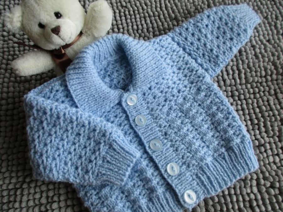 16" Baby Boys Blue Cardigan with collar