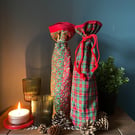 Pair of Christmas Fabric Bottle Gift Bags