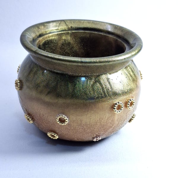 Black and Gold coloured, Textured  Resin Posy Bowl, Dried flower Bowl