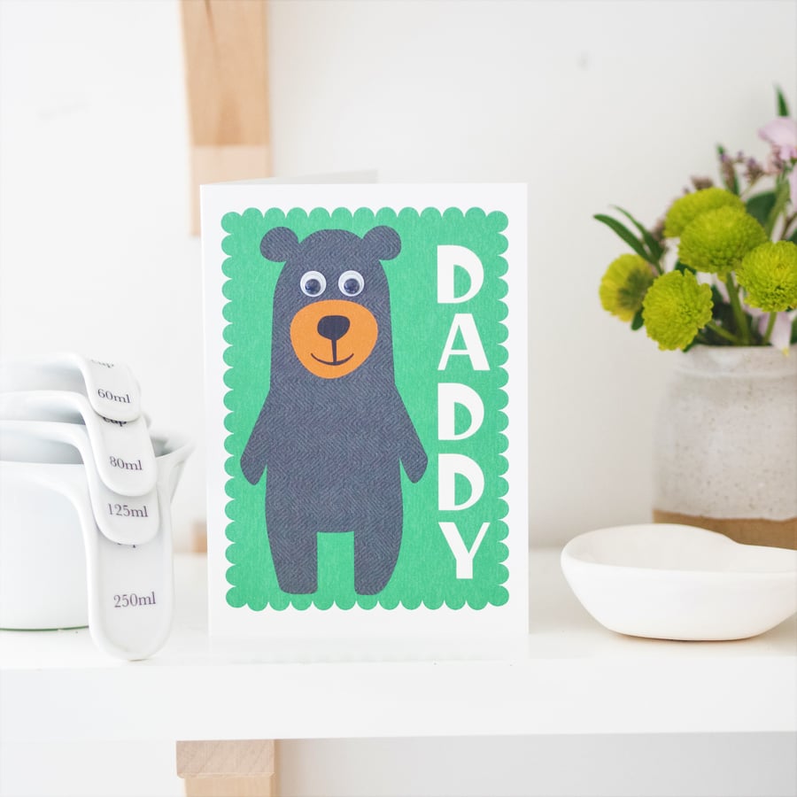 Daddy Card - Greetings Card - Father's Day Card - Daddy Birthday Card - Bear Car