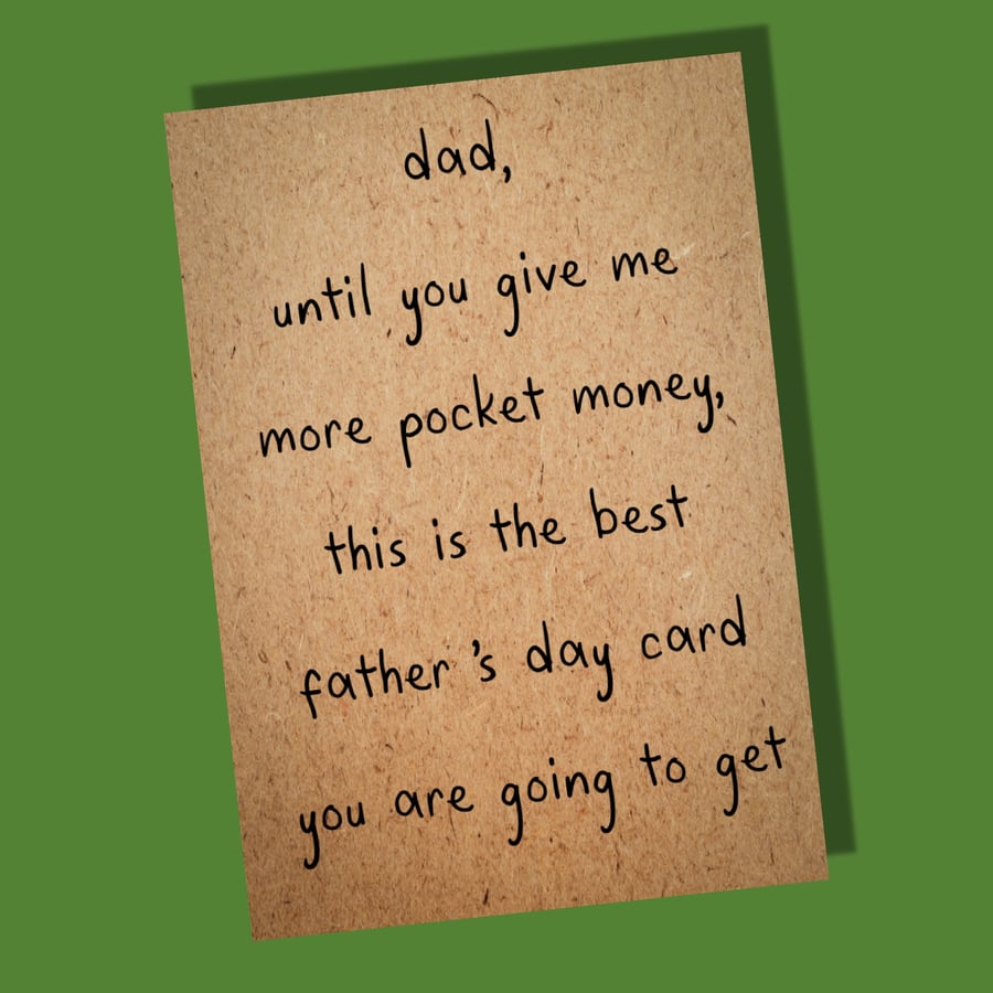 Father's Day card, Card for Dad, Pocket money