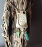 Bronze and seaglass pendant, unique, repurposed, seaglass - Image 1