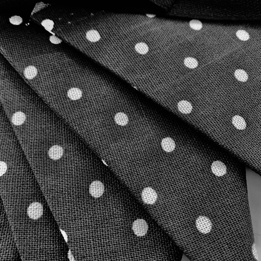 SALE - POLKA DOT BUNTING - black and white, with orange bells