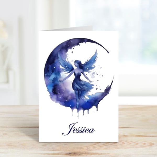 Personalised Celestial Fairy Greeting Card. Design 6