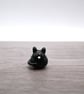 small black glass cat figure