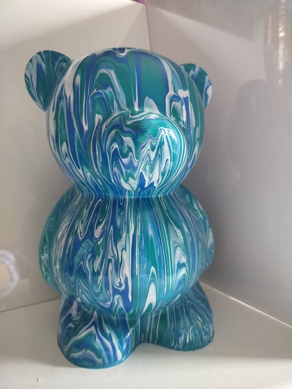Hand Poured Acrylic Fluid Art Bear