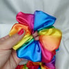 Satin Bright Rainbow Hair Scrunchies, Silky Satin Scrunchies Pride