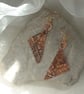Rustic Copper Fold Form Triangle Earrings - Image 1