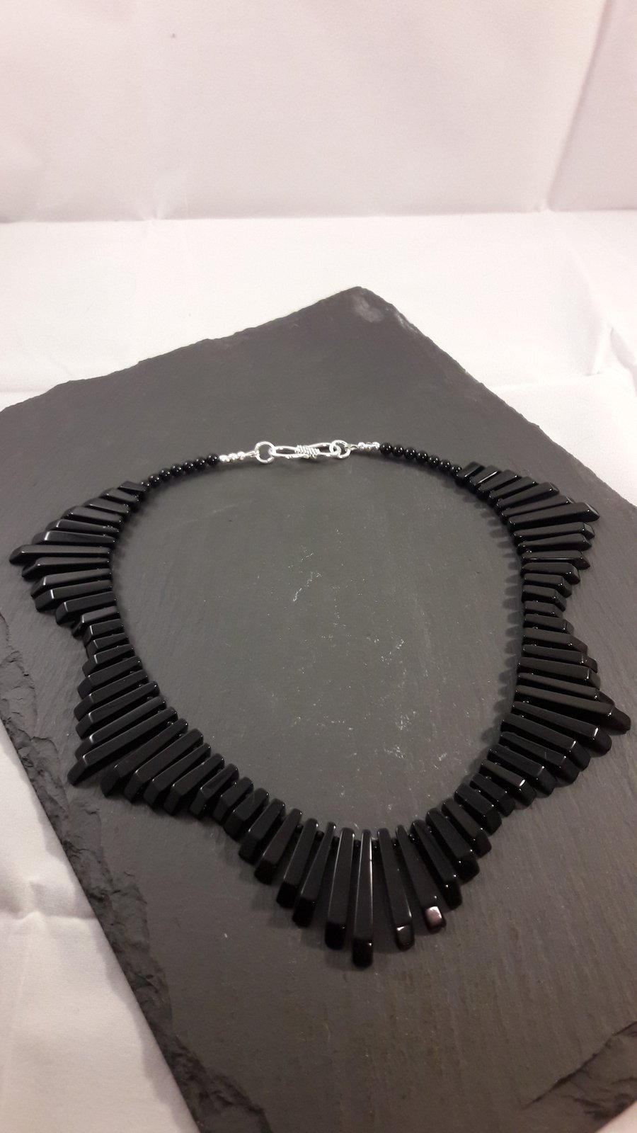Black Agate Layout Bar Statement Necklace