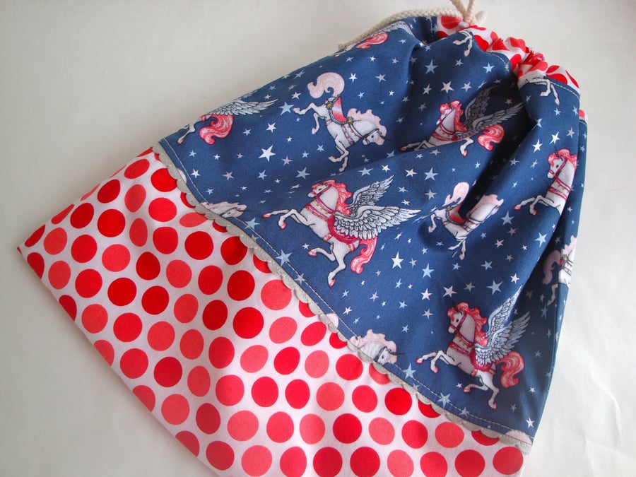 SALE  Kids Cotton Drawstring bag - Unicorn Drawstring bag 