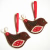 Reserved :Christmas Robin Decorations ... set of 2